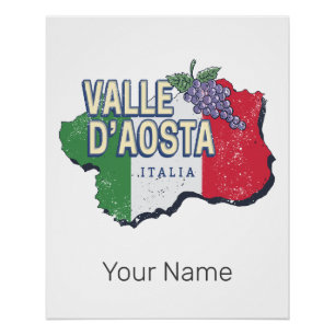 Poster Vallée d'Aoste Italie Carte Carte Souvenir Vintage