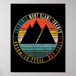 Poster vallée de Chamonix mont blanc france ski