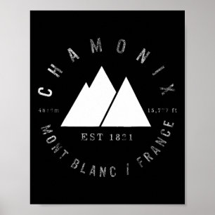 Poster Vallée de Chamonix Mont Blanc France Ski Snowboard