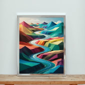 Poster Vallée de la rivière Vibrant : un paysage Abstrait