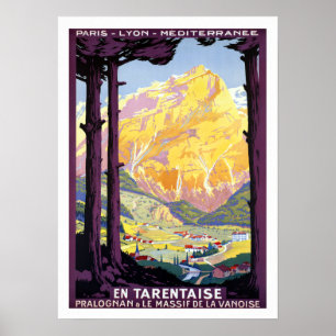 Poster Vallée de la Tarentaise vintage France Alpes