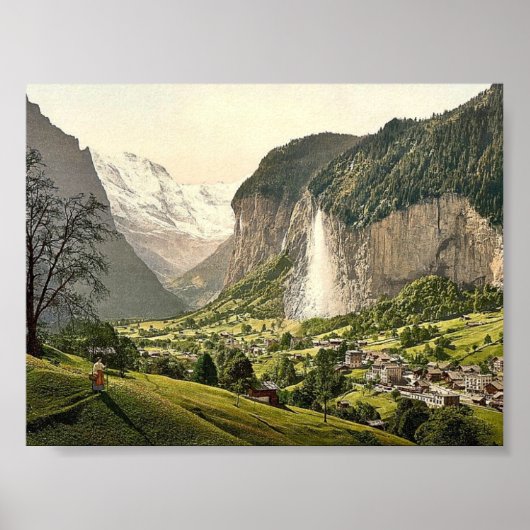 Poster Vallée de Lauterbrunnen avec Staubbach, Oberl Bern (Devant)