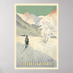 Poster Vallée de Munster Vosges Alsace France Ski Vintage
