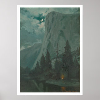 Poster Vallée de Yosemite au clair de lune, Californie. (
