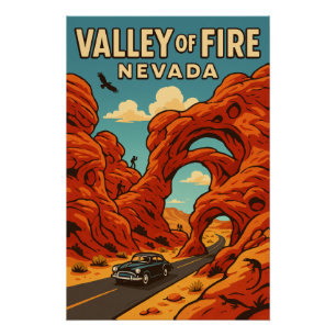 Poster Vallée du feu - Le désert rouge du Nevada