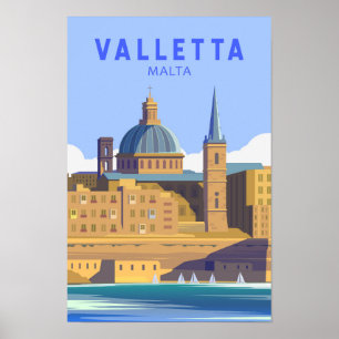 Poster Valletta Malte Voyage Art Vintage