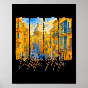 Poster Valletta Malte Voyage Voyage Pinceau Valletta