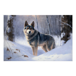 Poster Vallhund suédois Laisser neiger Noël