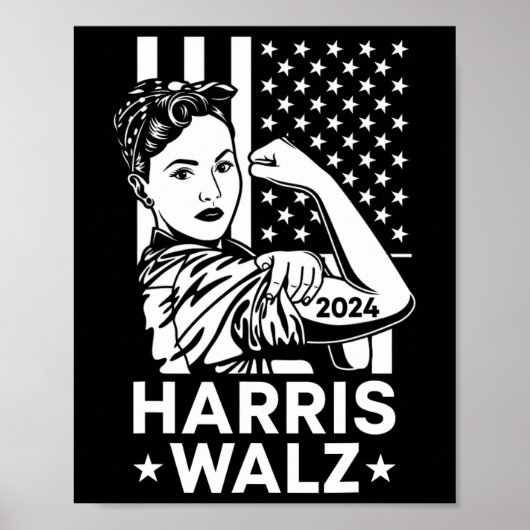 Poster Valse 2024 Drapeau américain Kamala Harris Tim Wal (Devant)