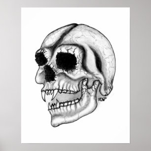 Poster Vampir skull black and white design