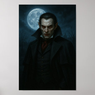Poster Vampire au clair de lune - Élégance avec un cerf-v