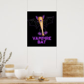 Poster Vampire Bat Funny Baseball Pun Dark BG (Cuisine)