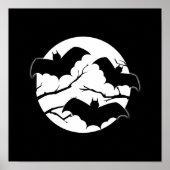 Poster Vampire Bats Arbres Silhouette Pleine lune Hallowe (Devant)