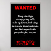 Poster Vampire Recherché Funny Gothique Art Imprimer (Devant)