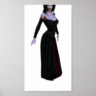Poster Vampiress en noir et rouge sang