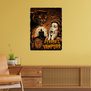 Poster Vampurr Vintage Chat Vampire Amoureux Drôle Hallow