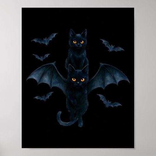 Poster Vamre Cat With Bat Wings _ Cute Soky Halloween Des (Devant)