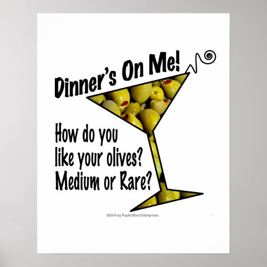 poster van 16 x 20 inch, diner! Olijven? Middelgro (Voorkant)