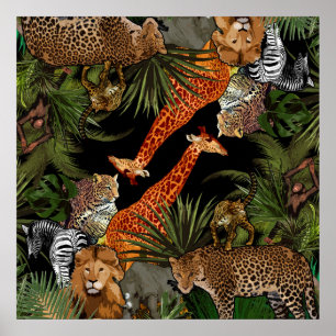 Poster van Afrikaanse wilde dieren