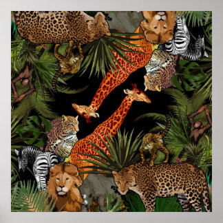 Poster van Afrikaanse wilde dieren