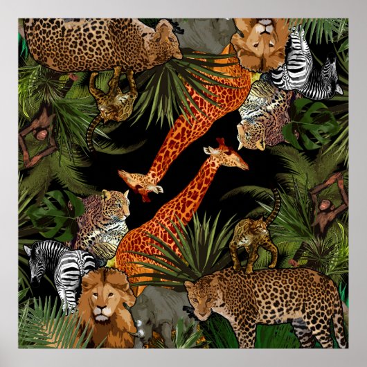 Poster van Afrikaanse wilde dieren (Voorkant)