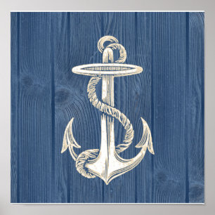  Poster van Anchor Blue Wood Beach