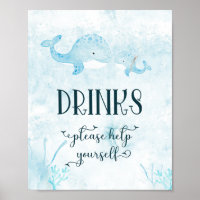Poster van Baby walvis en mam Drinken