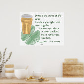 Poster van bier en shamrock/Iers Gezegde (Keuken)