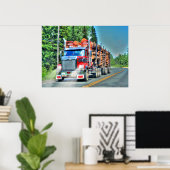Poster van Big Rig Red Logging Truck (Thuiskantoor)