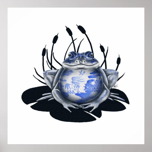 Poster van blauwe wilde kikkers (Voorkant)