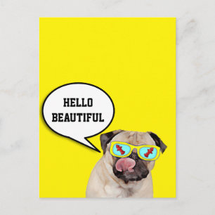 Poster van brandkraan met pug liefde briefkaart