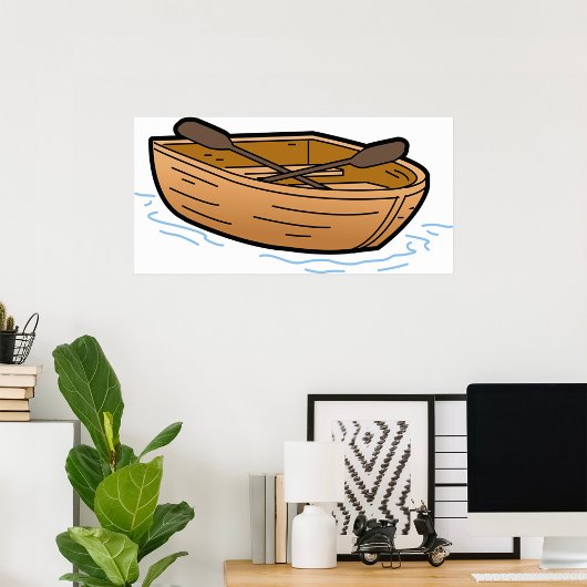 Poster van bruin Wooden Row Boat
