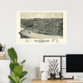 Poster Van Buren, AR Carte panoramique - 1888 (Bureau à domicile)