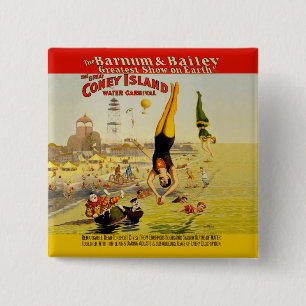 Poster van Coney Island Sideshow Vierkante Button 5,1 Cm