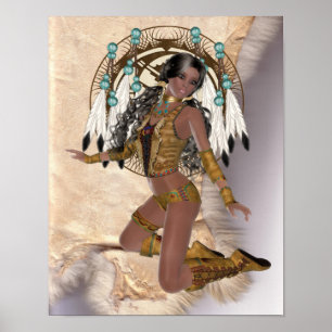 Poster van de Amerikaanse Indiaanse prinses Mandal