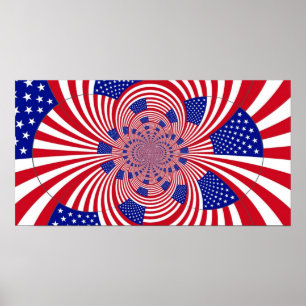 Poster van de Amerikaanse vlag Kaleidoscoop
