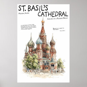 Poster van de Basiliekkathedraal Moskou Rusland