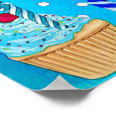 Poster van de blauwe Birthday Cake (Hoek)