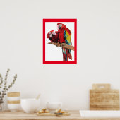 Poster van de Bright Red Macaw Parrots Parrot Wate (Keuken)
