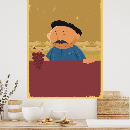 Poster van de Franse Winemaker (Keuken)
