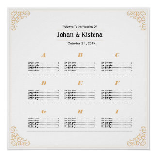 Poster van de Golden Wedding Seating Chart Perfect Poster