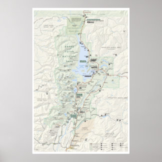 Poster van de Grote Teton-kaart
