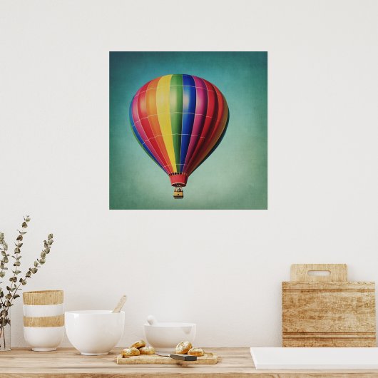 Poster van de hete luchtballon gestript (Keuken)