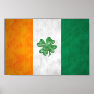 Poster van de Ierse vlag Shamrock