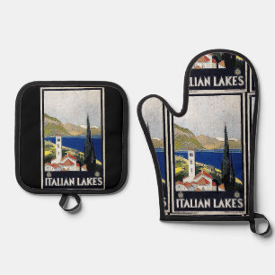 " Poster van de Italiaanse Meren" Ovenwant & Pannenlap Set