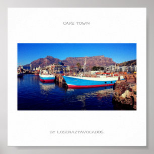 Poster van de Kaapstad Tafelberg Marina Harbour Bo
