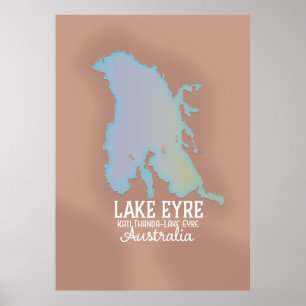 Poster van de kaart van het meer Eyre Australia