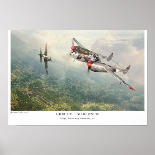 poster van de luchtvaartkunst "Lockheed P-38 Light (Voorkant)