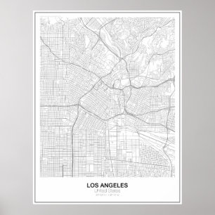 Poster van de Minimalistische Kaart van Los Angele
