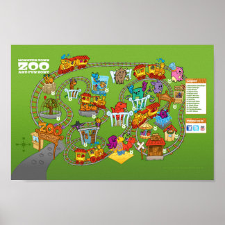 Poster van de monster "Zoo Map" van Roly-Poly (12"